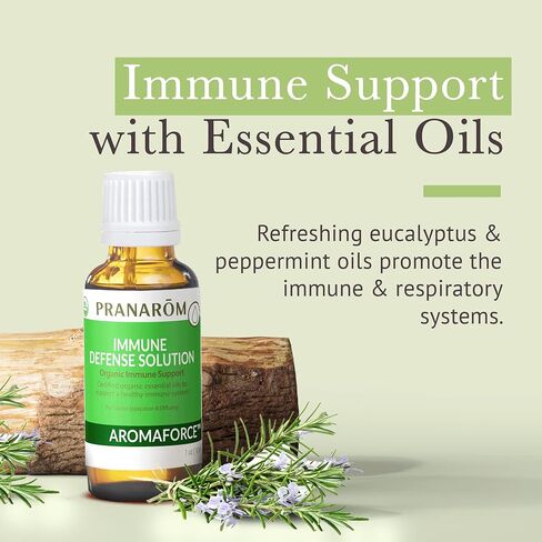 Pranarom - Aromaforce Immune Defence Wellness Blend - Eucalyptus, Rosemary, Peppermint, Corriander, and Clove Bud - 100% Pure Essential Oil Blend | USDA and ECOCERT Certified Organic (5ml) in Kuwait