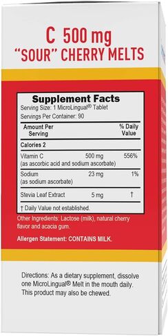 Superior Source Vitamin C 500 mg Sublingual Tablets - Buffered VIT C Sour Cherry Melts - Immune System Booster, Energy Vitamins - 90 Count in Saudi Arabia