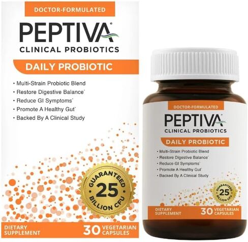 Peptiva Daily Probiotic, 25 Billion CFU, Multi-Strain Probiotics, Digestive Support Supplement - 30 Count in Kuwait