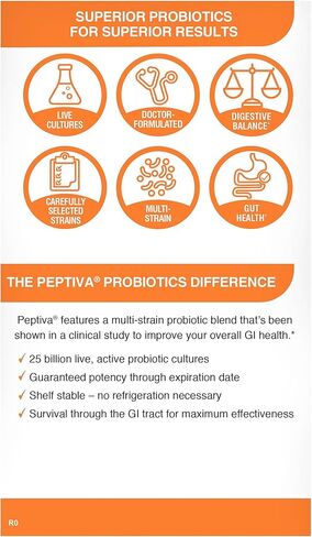 Peptiva Daily Probiotic, 25 Billion CFU, Multi-Strain Probiotics, Digestive Support Supplement - 30 Count in Kuwait