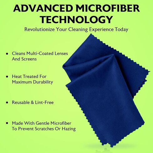 Purity Microfiber Lens Cleaning Cloth - Machine Washable, Lint-Free Ultra-Fine Microfiber Cloth- Cleans Eyeglasses, Screens, Lenses, Phones and Other Delicate Surfaces - Made in USA - 6 Pack, Black in Kuwait