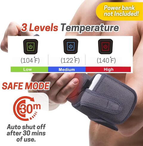 وسادة تدفئة Zeencare لتخفيف الآلام، لفافة معصم ساخنة طويلة للغاية مقاس 39x3.5 بوصة، دعامة حرارية محمولة للمرفقين والأذرع والركبة والكاحل والساق، 3 إعدادات للحرارة، إيقاف تشغيل تلقائي USB (بنك الطاقة غير متضمن) in Saudi Arabia