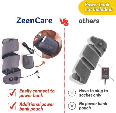 وسادة تدفئة Zeencare لتخفيف الآلام، لفافة معصم ساخنة طويلة للغاية مقاس 39x3.5 بوصة، دعامة حرارية محمولة للمرفقين والأذرع والركبة والكاحل والساق، 3 إعدادات للحرارة، إيقاف تشغيل تلقائي USB (بنك الطاقة غير متضمن) in Saudi Arabia