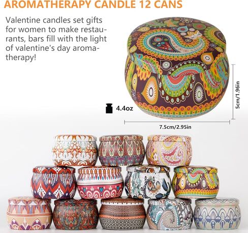 Ziosxin 12 Pcs Scented Candles Gift Set 4.4oz，Soy Wax Candles, Wooden Wick Candle Aromatherapy Candles for Home，Pure Natural Fragrance, 12 Kinds of Fragrance in Kuwait