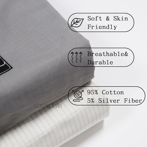 COUSLEWI Grounding Sheet White(27x52inch) Containing 5% Silver Fiber Organic Cotton Grounding Sheets with Grounding Cord Health Promotion Improve Sleep in Kuwait