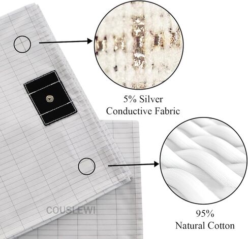 COUSLEWI Grounding Sheet White(27x52inch) Containing 5% Silver Fiber Organic Cotton Grounding Sheets with Grounding Cord Health Promotion Improve Sleep in Kuwait