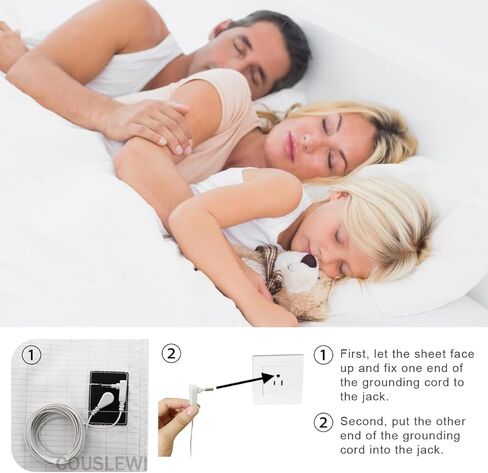 COUSLEWI Grounding Sheet White(27x52inch) Containing 5% Silver Fiber Organic Cotton Grounding Sheets with Grounding Cord Health Promotion Improve Sleep in Kuwait