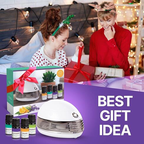 ناشر زيت صغير محمول - ناشر صغير للزيوت العطرية مع 4 عطور - برتقال، لافندر، أوكالبتوس، عشبة الليمون - ناشر روائح الزيوت العطرية المحمول أو USB المحمول يعمل بالبطارية in Kuwait