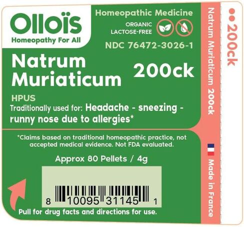 OLLOIS Natrum Muriaticum 200ck الطب المثلي العضوي والخالي من اللاكتوز، 80 حبة (عبوة من 1) in Saudi Arabia