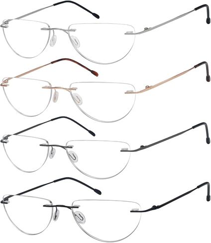 Eyekepper 4-pack Rimless Reading Glasses Women Men Half Moon Readers +0.50 in Kuwait