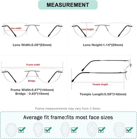 Eyekepper 4-pack Rimless Reading Glasses Women Men Half Moon Readers +0.50 in Kuwait