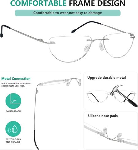 Eyekepper 4-pack Rimless Reading Glasses Women Men Half Moon Readers +0.50 in Kuwait