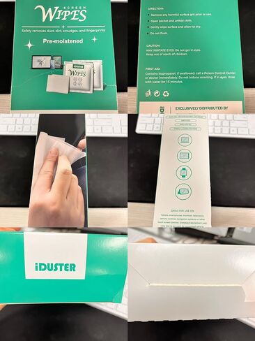مناديل تنظيف الشاشة iDuster للعدسات - مناديل تنظيف الشاشة المبللة مسبقًا، مناديل عدسة خالية من الخطوط لأجهزة iPad والهاتف والسيارة والتلفزيون والكمبيوتر والكمبيوتر المحمول، 100 قطعة... in Saudi Arabia
