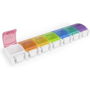 EZY DOSE Weekly (7-Day) Pill Planner, Medicine Case, Vitamin Organizer Box, Large Push-Button Compartments, Rainbow Lids in Saudi Arabia