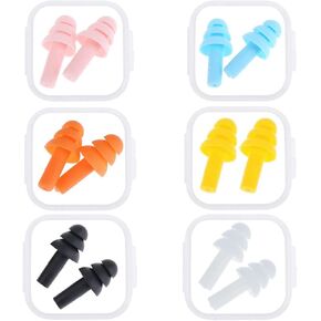 24 Pairs Waterproof Earplugs Silicone Swimming Earplugs Noise Cancelling Ear Plugs with Storage Box for Swimming Sleeping Snoring Plane Shooting Work Wine-bar Travel (3 x 3 x 1.7 cm, Set 1) in Saudi Arabia