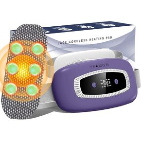 Nature Jade Electric Heating Pad, Portable Menstrual Heating Pad, 6 Hours Battery Life Portable Cordless Rechargealbe Reusable Massage Heating Pad for Cramps,Back Pain Relief(Pink)