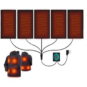 منصات التدفئة الكهربائية للملابس، DDSKY 5 قطع قابلة للتعديل 3 قطع من ألياف الكربون ساخنة، سخان مقاوم للماء للتخييم في الشتاء خفيف الوزن - شحن USB in Kuwait