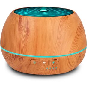 Aromatherapy Essential Oil Diffuser 500ml 12 Hours Wood Grain Aroma Diffuser with Timer Cool Mist Humidifier for Large Room, Home, Baby Bedroom, Waterless Auto Shut-Off (Yellow) in Kuwait