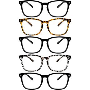 5 Pack Blue Light Blocking Reading Glasses Fashion Square Computer Readers for Women Men, Anti UV Ray Nerd Eyeglasses (5C A, 1.75) in Kuwait