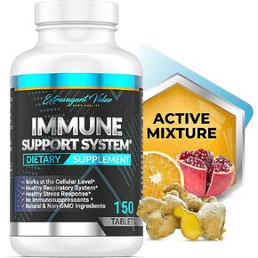 Extravagant Value Iron Supplement for Women & Men 25mg for Anemia with Vitamin C 1000mg, Immune Support & Blood Builder Iron Tablets with Ginger Root Powder with Non- GMO Ingredients, 150 Tablets in Saudi Arabia