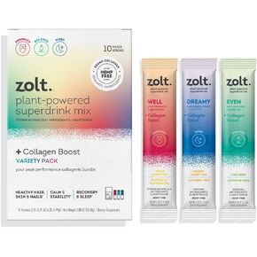 زولت مزيج المشروبات الفائقة المعزز بالنباتات + مجموعة متنوعة من الكولاجين المعزز، نكهات متنوعة، 10 عبوات in Kuwait