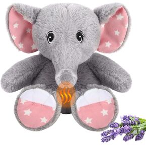 حيوان محشو على شكل فيل قابل للاستخدام في الميكروويف من إيكاسا مع خاصية إطلاق الروائح العلاجية برائحة اللافندر - ألعاب قطيفة للتدفئة مقاس 30.48 سم، مجموعة علاجية دافئة ودافئة ودافئة للحيوانات المعطرة (الفيل) in Kuwait