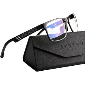 نظارات قراءة ANYLUV للرجال والنساء تحجب الضوء الأزرق، نظارات قراءة فاخرة للرجال بإطار Al-mg مع مفصل زنبركي مضاد للتوهج