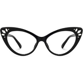 VOOGLAM Cat Eye Blue Light Blocking Glasses for Women, Fashion Fake Glasses with Diamond Anti Eyestrain & UV Emmie
