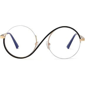 willochra unique Round Blue Light Blocking Glasses for women men Retro Metal Frame Computer Eyewear Anti Eyestrain Eyeglasses in Kuwait