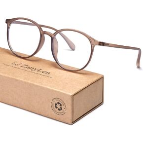 Blue Light Glasses, Women and Men Computer Glasses, Anti-Glare/Anti-UV/Relieve Eye Strain/Minimize Headache/Improve Night Sleep, Lightweight TR90 Round Black Eyeglasses in Kuwait