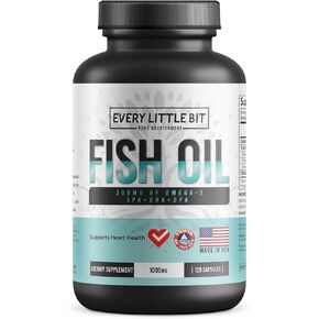 ELB Omega-3 Fish Oil Supplement with All-Natural EPA + DHA + DPA | Sustainable Sourced Wild Caught Menhaden | Supports Brain & Heart Health | Burpless, Non-GMO (120 Capsules) in Kuwait