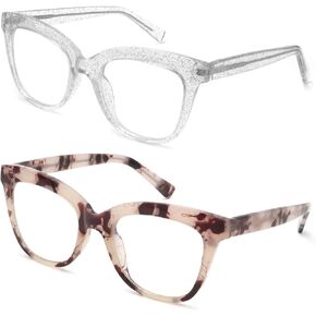 Houocon Oversized Cat Eye Blue Light Glasses for Women Fashion Non Prescription Eyeglasses Computer Fake Frames Anti Glare in Kuwait