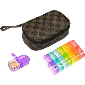 منظم حبوب منع الحمل الأسبوعي من ستارفا لاب مع علبة حبوب الدواء مرتين في اليوم، 7 أيام صباحًا/مساءًا، علبة حبوب منع الحمل المحمولة للسفر مع حقيبة تخزين لحمل الفيتامينات والمكملات الغذائية والأدوية وزيوت السمك (أحمر) in Kuwait