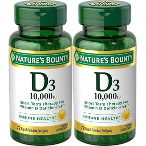 Nature's Bounty, Ultra Strength D3-10,000 IU, 72 Softgels (2pack)