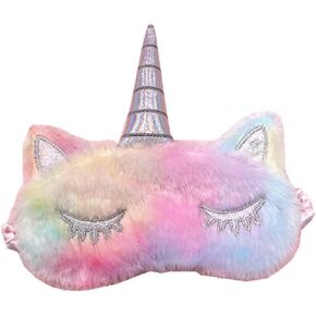 قناع العيون للنوم يونيكورن من شونيبا، قناع للعين لطيف وناعم من القطيفة - قناع عيون للنوم جميل للطفل يونيكورن مع حزام قابل للتعديل للفتيات أو الأولاد - عبوتان - ملون ووردي in Kuwait