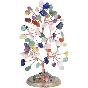 Crystal Tree, Amethyst Stone Natural Reiki Crystals Gemstone 7 Chakra Healing Crystal,Money Tree,Home Office Desk Crystal Decor Reiki Luck Crystal Gift (Color)