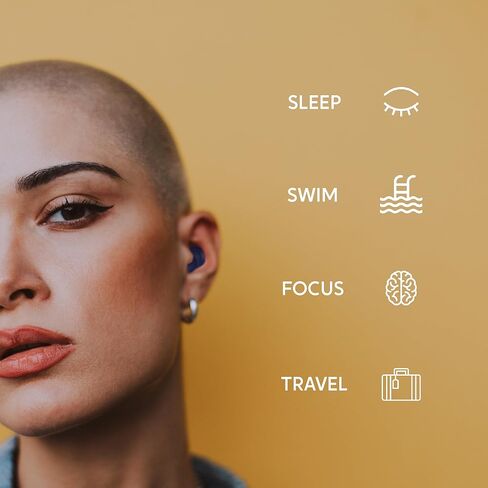 سدادات أذن أورورا سيليكون Soundbloc™- 6 أزواج من سدادات الأذن الهادئة للنوم، سدادات أذن قابلة للتشكيل، سدادات أذن مخصصة لتقليل الضوضاء، سدادات أذن سيليكون ناعمة قابلة لإعادة الاستخدام، سدادة الأذن للنوم مقاس S/M in Saudi Arabia