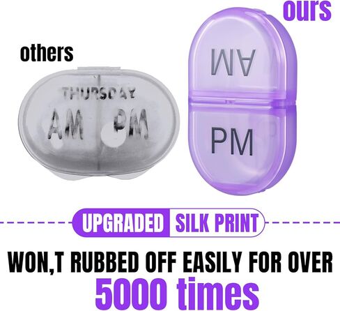 6 عبوات منظم حبوب منع الحمل جيب صغير حامل حقيبة AM PM منظم حبوب منع الحمل المحمولة مقصورتين حافظة حبوب منع الحمل حاوية حبوب منع الحمل المستديرة للسفر مرتين في اليوم لمكملات فيتامين الدواء (أزرق) in Kuwait