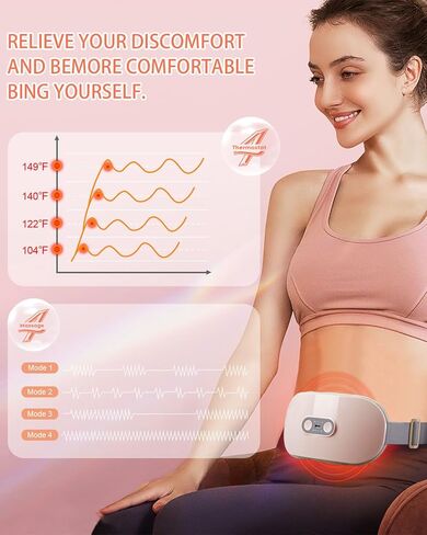 BELTLY Cordless Heating Pad with 4 Heat Levels and 4 Massage Modes, Portable Electric Fast Heating Waist Belt Device for Back, Belly or Cramps Pain Relief (Fast Heating Pink) in Saudi Arabia