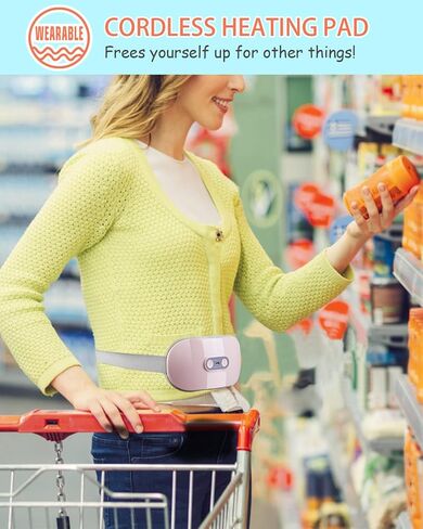BELTLY Cordless Heating Pad with 4 Heat Levels and 4 Massage Modes, Portable Electric Fast Heating Waist Belt Device for Back, Belly or Cramps Pain Relief (Fast Heating Pink) in Saudi Arabia