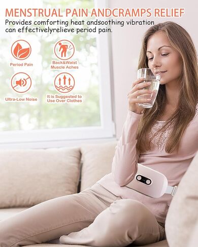 BELTLY Cordless Heating Pad with 4 Heat Levels and 4 Massage Modes, Portable Electric Fast Heating Waist Belt Device for Back, Belly or Cramps Pain Relief (Fast Heating Pink) in Saudi Arabia