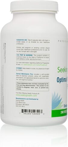 Seeking Health Optimal Multivitamin Plus، فيتامينات B النشطة وL-5-MTHF، الريبوفلافين، B6، حمض الفوليك المتوفر بيولوجيًا وB12، مرافق الإنزيم Q10، دعم الميثيل، نباتي (240 كبسولة) in Saudi Arabia