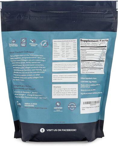 مسحوق كولاجين متعدد الكولاجين بالإضافة إلى الببتيدات المركب، برطمان 1 رطل - غير معدل وراثيًا، بدون نكهة in Kuwait