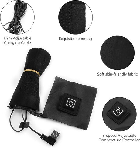 منصات التدفئة الكهربائية للملابس، DDSKY 5 قطع قابلة للتعديل 3 قطع من ألياف الكربون ساخنة، سخان مقاوم للماء للتخييم في الشتاء خفيف الوزن - شحن USB in Kuwait