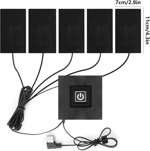 منصات التدفئة الكهربائية للملابس، DDSKY 5 قطع قابلة للتعديل 3 قطع من ألياف الكربون ساخنة، سخان مقاوم للماء للتخييم في الشتاء خفيف الوزن - شحن USB in Kuwait