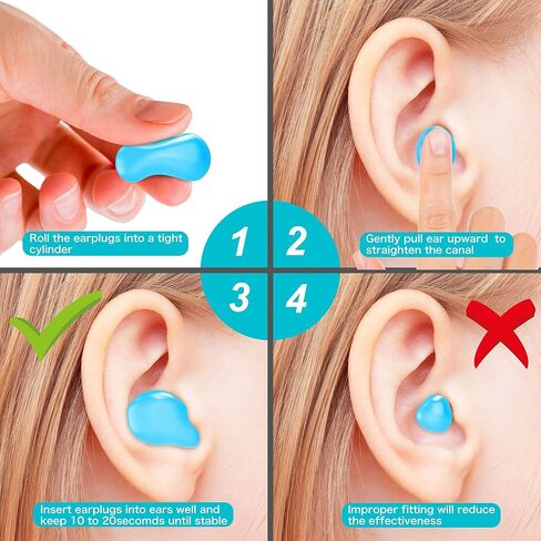 Mavoslg Silicone Earplugs - Ultra Soft Foam Earplugs - Sleep Eye Mask for Men Women, Upgraded 3D Hollowed Design, Value Pack–for Sleeping, Snoring, Travel, Airplanes, Shift Work，32dB Highest NRR in Kuwait