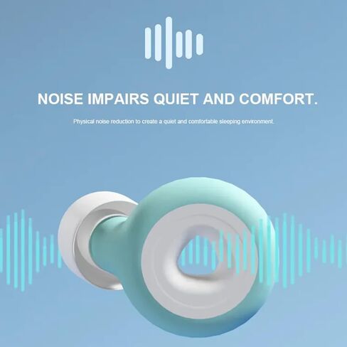 سدادات أذن عالية الجودة - شكل مثلث للنوم والحفلات الموسيقية والسباحة وتقليل الضوضاء - فائقة النعومة ومريحة ومقاومة للماء - بمقاسات متعددة S وM وL (فيروزي وأبيض) in Kuwait