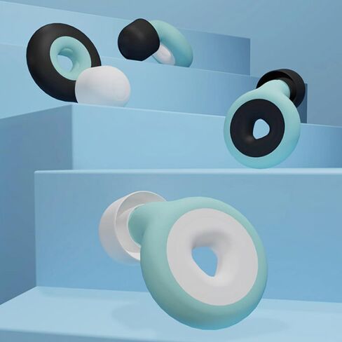 سدادات أذن عالية الجودة - شكل مثلث للنوم والحفلات الموسيقية والسباحة وتقليل الضوضاء - فائقة النعومة ومريحة ومقاومة للماء - بمقاسات متعددة S وM وL (فيروزي وأبيض) in Kuwait