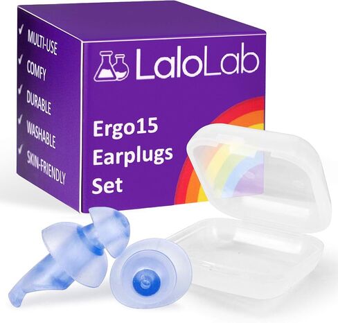 Ear Plugs for Sleeping by LaloLab | 1 Pair with Container | Comfortable Reusable Noise Reducing Earplugs for Sleep & Snoring, Travel, Work | Up to 28 dB NRR | Size Small in Kuwait