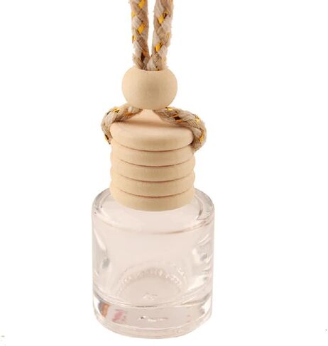 8 قطع 8 مل زجاجة عطر معلقة للسيارة، موزع معطر هواء من الزجاج الشفاف، ناشر أساسي أسطواني فارغ، زيت عطري للعلاج العطري، قوارير قلادة من الزيت العطري مع أغطية خشبية in Kuwait